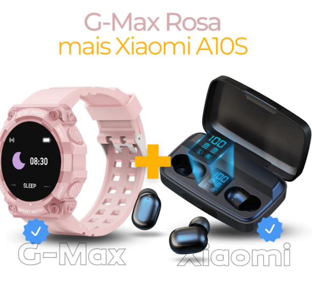 Combo Smartwatch G-Max Sports à Prova D'água Mais Fone de Ouvido A-10S Xiaomi Bluetooth Estéreo